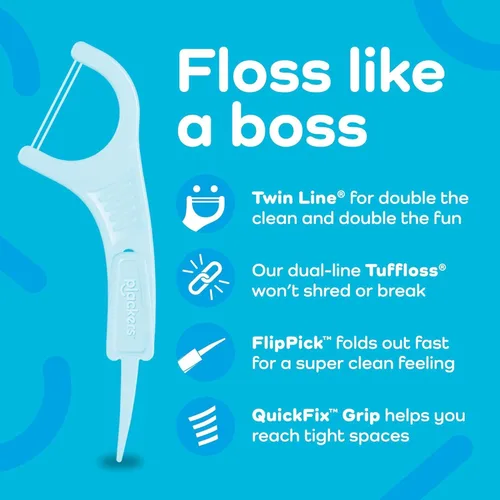 Vista 4 de Plackers Púas blanqueadoras de hilo dental de doble línea, 75 unidades, paquete de 3