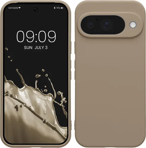 Vista 234 de kwmobile Funda compatible con Google Pixel 9 - Funda protectora delgada de TPU para teléfono - Acabado mate suave - Piedra antigua