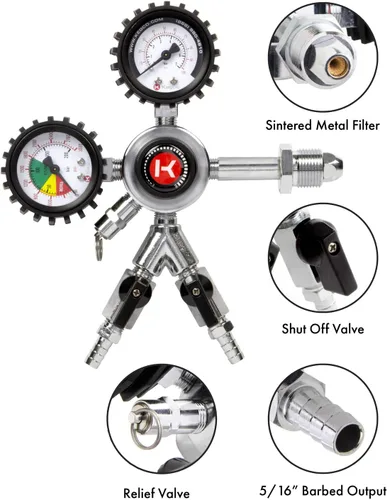 Vista 3 de Kegco Regulador Kegerator de nitrógeno de dos productos de doble calibre de calidad comercial premium