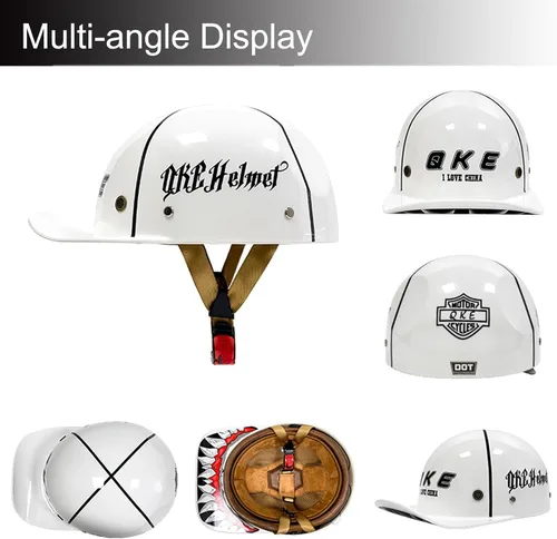Vista 2 de Gorra de béisbol con casco de motocicleta medio, casco de moto con cara abierta de estilo vintage para adultos, hombres y mujeres, para crucero