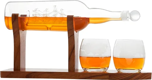 Vista 3 de Jillmo - Juego de decantador de whisky, 33.8 fl oz, con 2 vasos