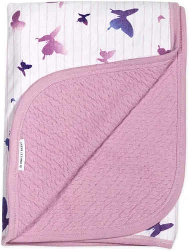 Vista 8 de HonestBaby Matelasse Manta reversible de recepción 100% algodón orgánico para bebés, niños, niñas, rayas de arco iris, azul, talla única Rayas
