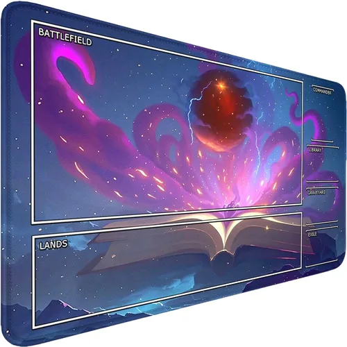 Vista 9 de MTG - Tapete de juego con bordes cosidos, parte inferior de goma antideslizante, tapete de juego TCG para gatos, superficie de goma lisa, tapete