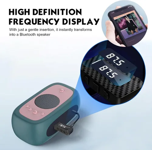 Vista 6 de Receptor Bluetooth USB para automóvil, pantalla LED HD, transmisor FM, adaptador de audio, DC 5V Plug and Play, receptor Bluetooth de frecuencia