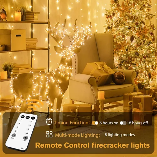 Vista 7 de JMEXSUSS 1000 luces LED de 50 pies en racimo de Navidad enchufables, 8 modos de luces de Navidad al aire libre impermeables con control remoto