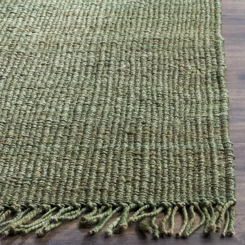 Vista 3 de SAFAVIEH Natural Fiber Collection - Alfombra decorativa de 2 x 3 pies, color verde, hecho a mano con flecos de yute tejido, ideal para zonas de alto