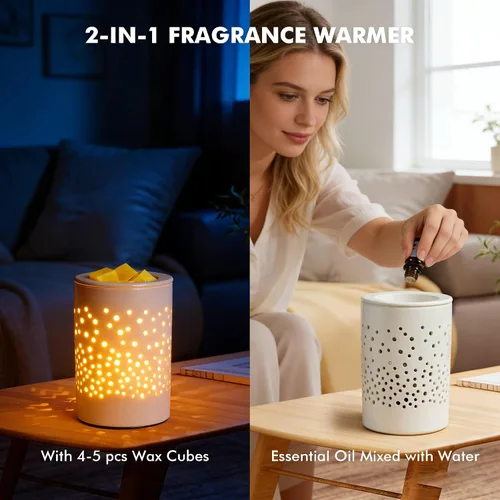 Vista 3 de Bobolyn Calentador eléctrico de cera de cerámica, calentador de velas, lámpara de cera derretida, calentador de fragancias, regalo ideal para bodas