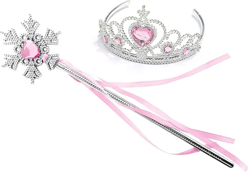 Vista 20 de Juego de tiara y varita de corona princesa Elsa - Joya de corazón de plata Azul
