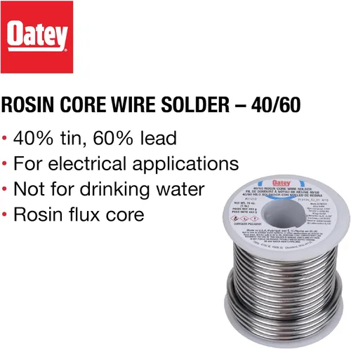 Vista 4 de Oatey 53012 Soldadura de núcleo con plomo de colofonia, 1 oz, gris plateado