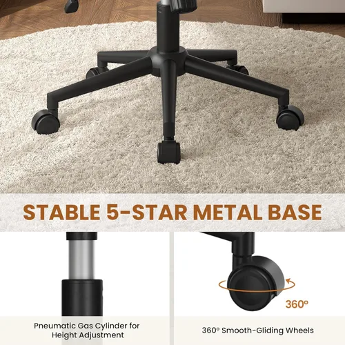 Vista 7 de Yaheetech Silla de Escritorio de Oficina con Patas Cruzadas Anchas sin Ruedas, Sillas Giratorias Cómodas para Computadora de Tocador para Hogar