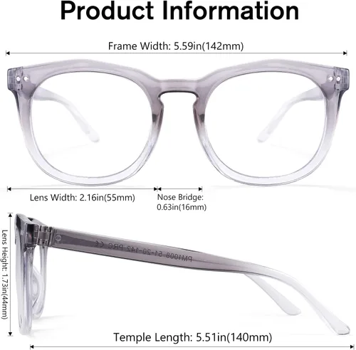 Vista 5 de Lentes cuadrados redondos transparentes sin receta de gran tamaño con marco de polígono degradado, anteojos falsos de moda para mujeres y hombres TR