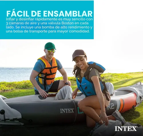 Vista 6 de INTEX Juego de kayak inflable para 2 personas, Dakota K2 con remos de 86 pulgadas y bomba