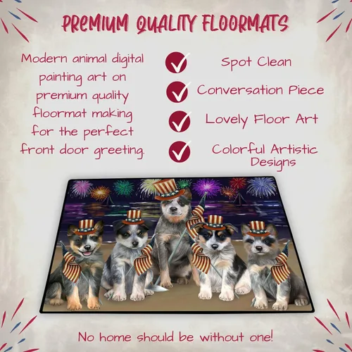 Vista 5 de Doggie of the Day Blue Heeler Dogs Floor Mat - 4th of July Independence Day - Best Dog Doormat - Protector Decor - Unique Portrait Art - Premium