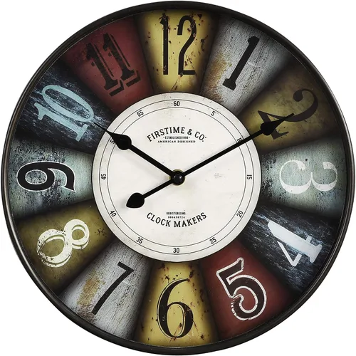Vista 2 de FirsTime & Co. Colorworks - Reloj de pared, diseño americano, multicolor, 2 x 12 x 12 pulgadas, (27741), multicolor