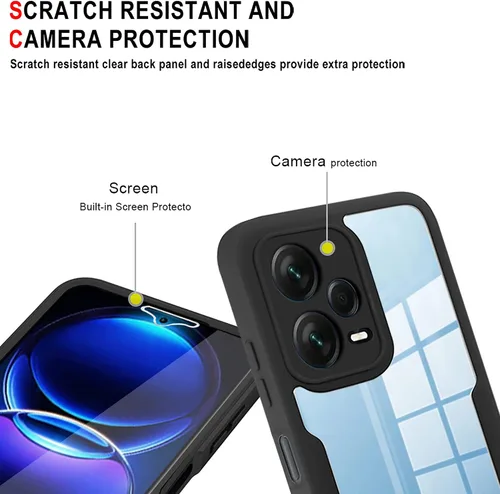 Vista 2 de CCSamll - Funda transparente para Xiaomi Redmi Note 12 Pro 5G con protector de pantalla, cuerpo completo, a prueba de golpes, delgada, cristal,
