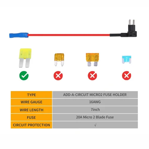 Vista 6 de Paquete de 10 micro 2 fusibles TAP de 12 V para coche Añadir un circuito ATR adaptador de fusible de cuchilla con fusibles de 20 A Micro II soporte