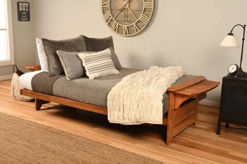 Vista 7 de Kodiak Furniture Futón Phoenix con colchón de tela canadiense en marrón/Barbados