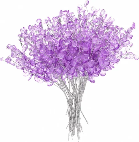 Vista 11 de IMIKEYA Ramos de tallos de perlas: 100 palitos de perlas de cuerda, guirnalda de perlas de 0.157 in, cadena de perlas florales con cuentas