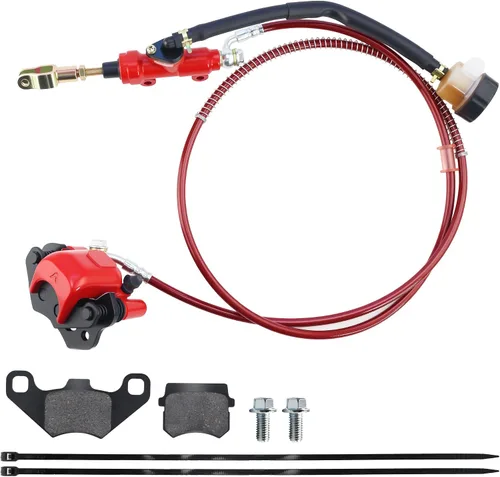 Vista 10 de PRO BAT Kit de pinza de cilindro maestro de montaje de freno hidráulico trasero con pastilla de freno extra para cuatrimoto Baja para go kart, Azul