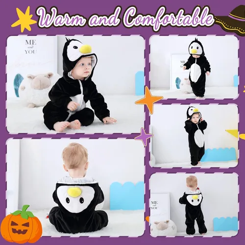 Vista 5 de MICHLEY Disfraz unisex de animal para bebé, para invierno, otoño, con capucha, para Halloween, cosplay, trajes