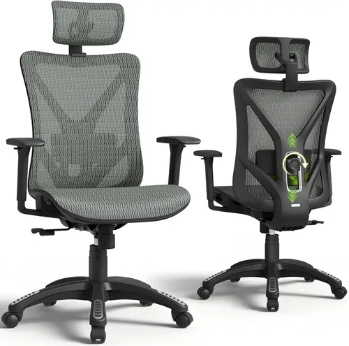 Vista 16 de ELABEST Silla de oficina de malla, silla de escritorio ergonómica para computadora, silla de tarea resistente - Soporte lumbar y reposabrazos