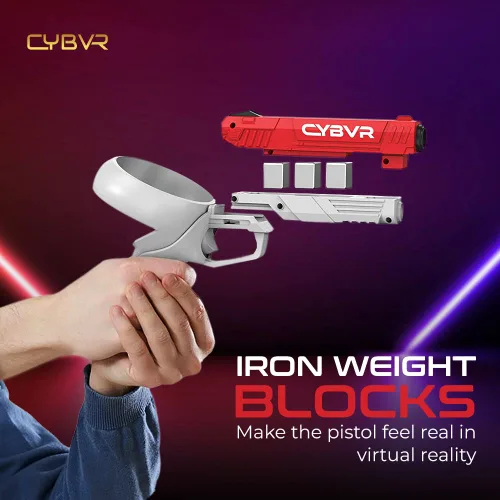 Vista 3 de CYBVR Weighted P-istol Grip Controller Attachment for Meta Quest 2, G-un Weight Feels Real, G-un Stock for OculusMeta Quest 2, VR Accessories for