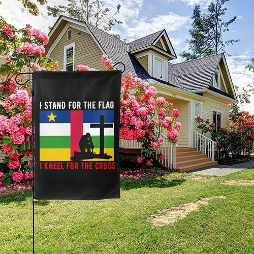 Vista 5 de I Stand For The Central African Republic Flag And I Kneel For The Cross Garden Flag 28"x40" Inch Double Sided Garden Flags Home Lawn Outdoor Decor