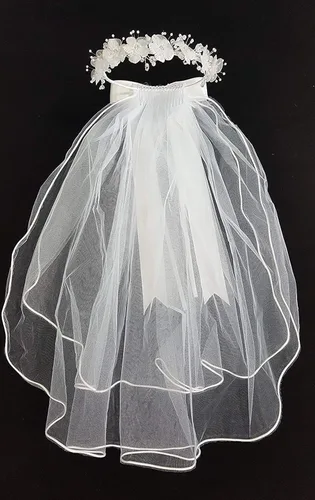 Vista 5 de Corona de flores para niña, diseño de corazón, con cristales de imitación de perlas blancas