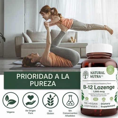 Vista 4 de Suplemento natural de vitamina B12 Nutra, 100 pastillas