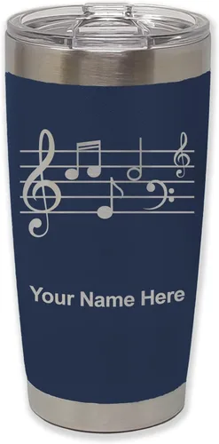 Vista 39 de LaserGram Vaso aislado al vacío de 20 onzas, personal de música, grabado personalizado incluido (negro)