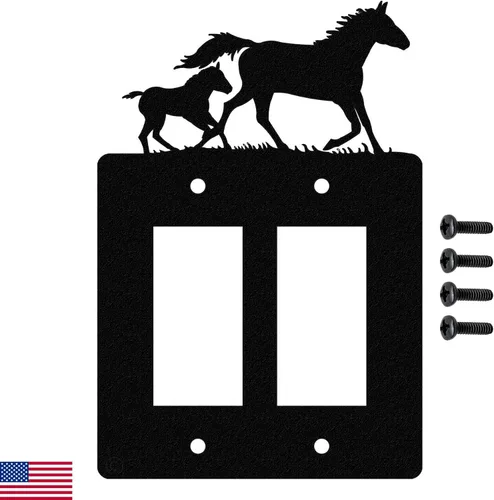 Vista 8 de Mare & Foal - Interruptor de luz de palanca de caballo y placa de pared de una sola banda (Rocker-GFCI) (palanca simple con GFCI (mecedora), negro)