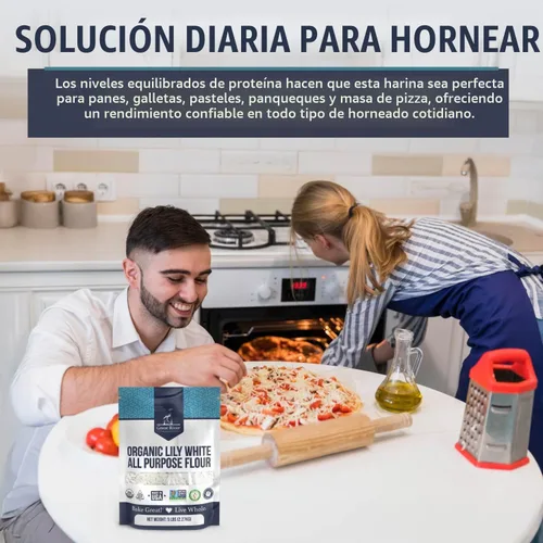 Vista 6 de Great River Milling Harina Blanca de Lirio Orgánica Todo Propósito Sin blanquear y sin bromatos Sin transgénicos, Kosher Ideal para pan
