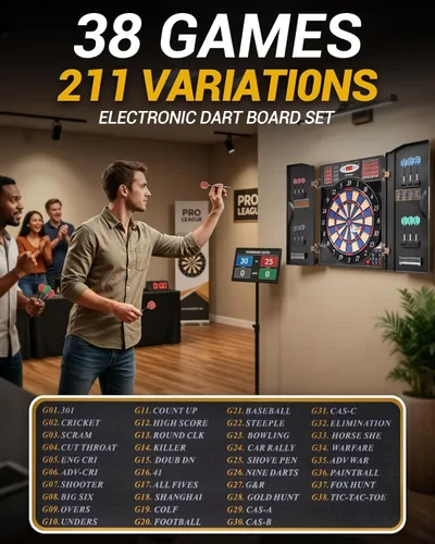 Vista 8 de WIN.MAX Electronic Dart Board Cabinet Set for Adults, Black