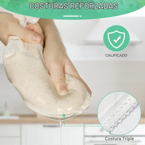 Vista 5 de Paquete de 3 bolsas de leche de nuez de 14 x 14 pulgadas, extra grandes, reutilizables, coladores de alimentos, bolsas de nueces para colar leche