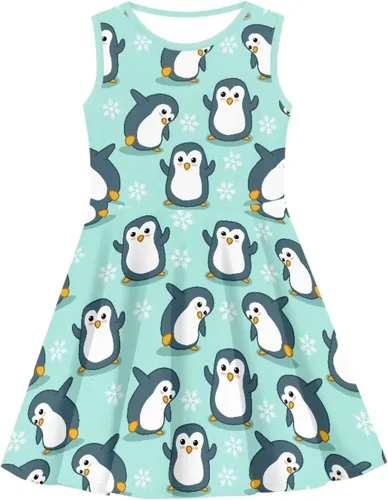Vista 3 de Vestido casual para niñas, lindos trajes sin mangas, tallas 3-16