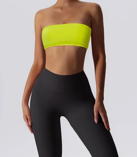 Vista 2 de Boudaner Sujetador deportivo con relleno para mujer, sin tirantes, sin tirantes, sólido, sin costuras, para yoga, entrenamiento, bralette