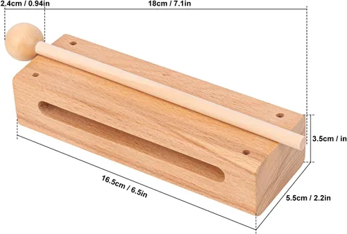 Vista 2 de Juego de 2 bloques de ritmo de madera maciza con mazo, instrumento musical de bloque de madera, bloques de ritmo de percusión, instrumentos