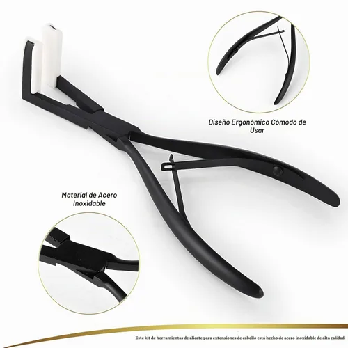 Vista 3 de EHDIS Kit de herramientas de extensiones de cabello, alicates de sellado de cabello, herramientas de extensión de cabello de superficie plana