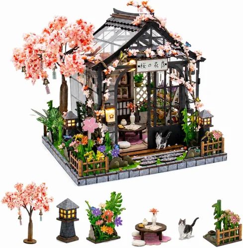 Vista 9 de Spilay - Kit de rincón de libro para adultos, kit de casa en miniatura japonés de bricolaje With Dust Cover & Music Box, DIY Wooden Craft for