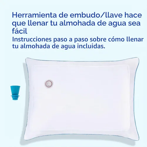 Vista 5 de Mediflow Almohada de agua, colección Elite, almohada de fibra. Almohada ortopédica para aliviar el dolor de cuello, almohada de agua ajustable