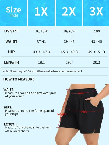 Vista 7 de ANFILIA Pantalones cortos de natación de talla grande para mujer, pantalones cortos de cintura alta, tankini con bolsillos