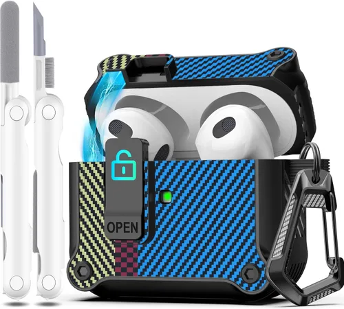 Vista 41 de R-fun Funda de carga compatible con AirPods de 2ª generación 2019, 1ª generación 2016, protección completa contra caídas, tapa desplegable