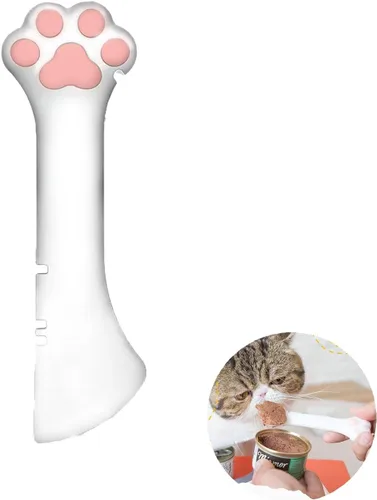 Vista 9 de Cuchara de comida para mascotas de silicona Sheldamy, abridor de lata de comida para gatos con pata, cuchara corta para comida húmeda o seca