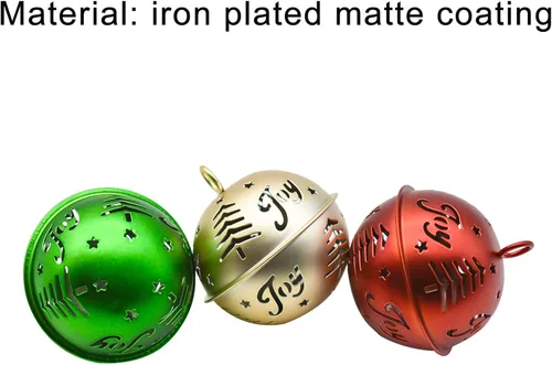 Vista 2 de 3 cascabeles de Navidad de 2.5 pulgadas, campanas huecas grandes y coloridas para árbol de Navidad, campanas de metal para casa/fiesta/adornos