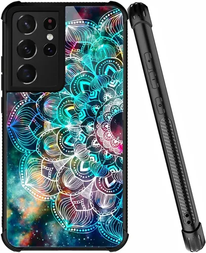 Vista 78 de ZHEGAILIAN Funda compatible con Samsung Galaxy S21, funda de vidrio orgánico para niñas, mujeres y hombres, diseño de cuatro esquinas, antiarañazos