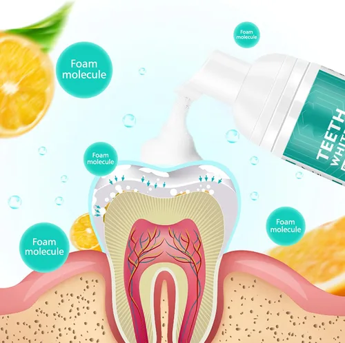 Vista 5 de Pasta de dientes de espuma, 2 unidades, pasta de dientes para eliminar manchas para dientes sensibles, blanqueamiento de espuma de dientes