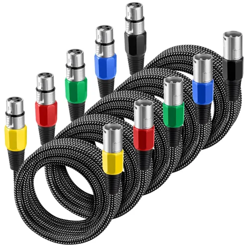 Vista 14 de Cable XLR de 3 pies/2 unidades, cable de micrófono Nylong trenzado equilibrado XLR macho a hembra, cables de conexión de micrófono de alta