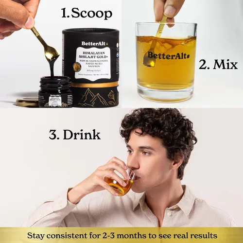 Vista 9 de Better Alt Shilajit puro del Himalaya Gold+(30gm) Mejora la recuperación y aumenta la fuerza Mezcla obtenida a 4,800 m con Ashwagandha, Safed Musli