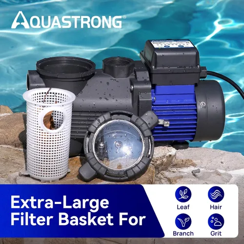 Vista 6 de Aquastrong Bomba de piscina sobre el suelo de 3/4 HP con temporizador, 115 V, 3800 GPH, adaptador de 1.25 y 1.5 pulgadas, alto flujo, potentes