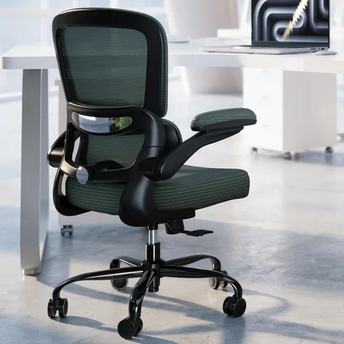 Vista 17 de TRALT Silla ergonómica de oficina, silla de escritorio con soporte lumbar ajustable, silla de computadora cómoda de malla con reposabrazos
